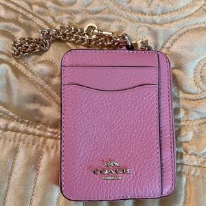 Coach mini leather wallet w/coin purse, ID/credit card holder & attachable chain